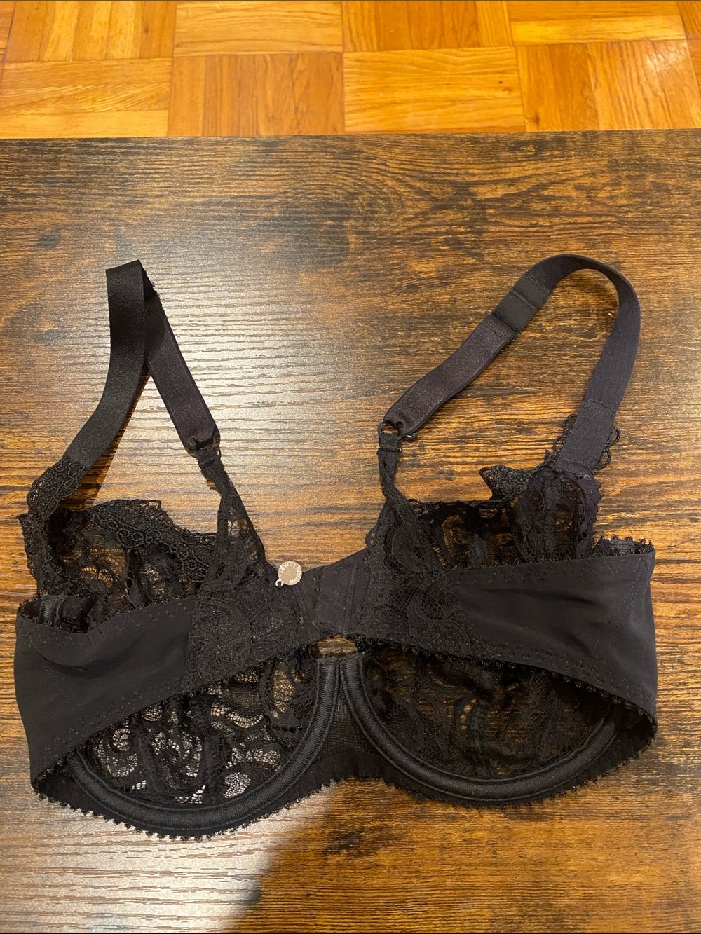 Maison Lejaby Sheer Black Lace Underwire Bra with Adjustable Straps - Picture 5 of 13